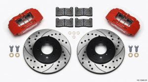 (image for) Wilwood DPHA Front Caliper & Rotor Kit Drill Red Honda / Acura w/ 262mm OE Rotor
