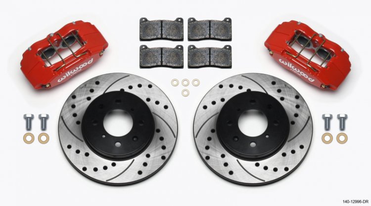 (image for) Wilwood DPHA Front Caliper & Rotor Kit Drill Red Honda / Acura w/ 262mm OE Rotor