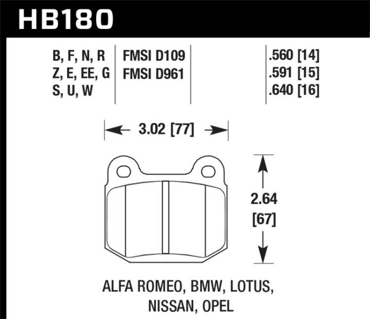 (image for) Hawk 04-09 Infiniti G35 3.5L Base Brembo Brakes OE Incl.Shims Rear ER-1 Brake Pads