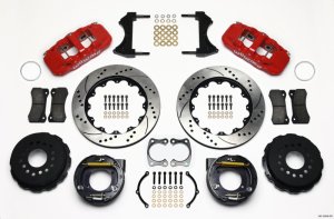 (image for) Wilwood AERO4 Rear P-Brake Kit 14.00in Drill Red Big Ford New Style 2.50in Offset