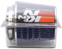 (image for) K&N Universal Air Filter Chrome Round Tapered Blue - 4in Flange ID x 1.125in Flange Length x 5.5in H