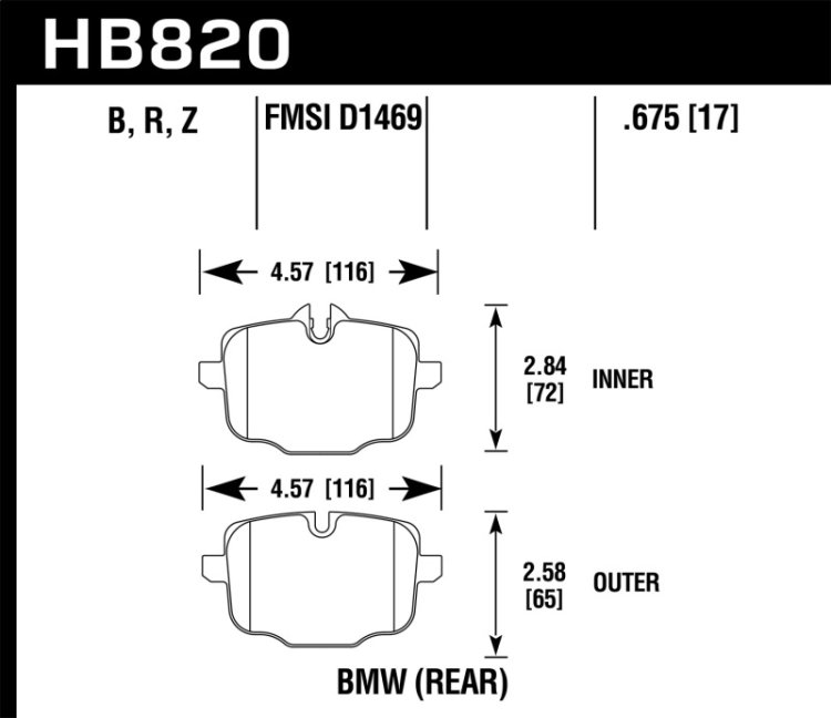 (image for) Hawk 12-17 BMW M6 / 14-17 BMW M6 Gran Coupe / 13-16 BMW M5 Performance Ceramic Rear Brake Pads