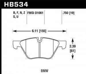 (image for) Hawk 09-11 BMW Z4 / 04-05 525I / 08-11 128I / 06 325I/325XI / 07 328I/328XI HPS Street Front Brake P