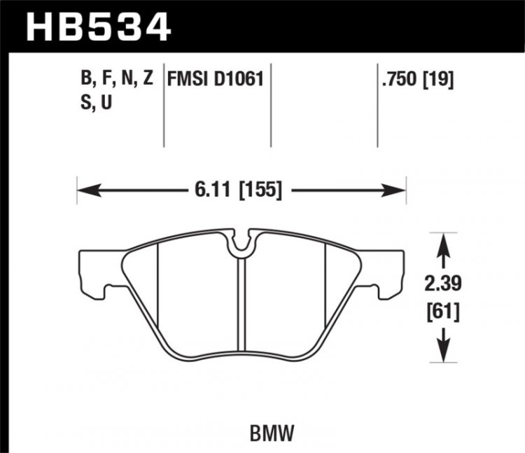 (image for) Hawk 09-11 BMW Z4 / 04-05 525I / 08-11 128I / 06 325I/325XI / 07 328I/328XI HPS Street Front Brake P