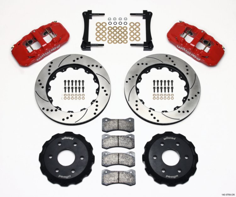 (image for) Wilwood AERO6 Front Truck Kit 14.25in Drill Red 1999-2014 GM Truck/SUV 1500