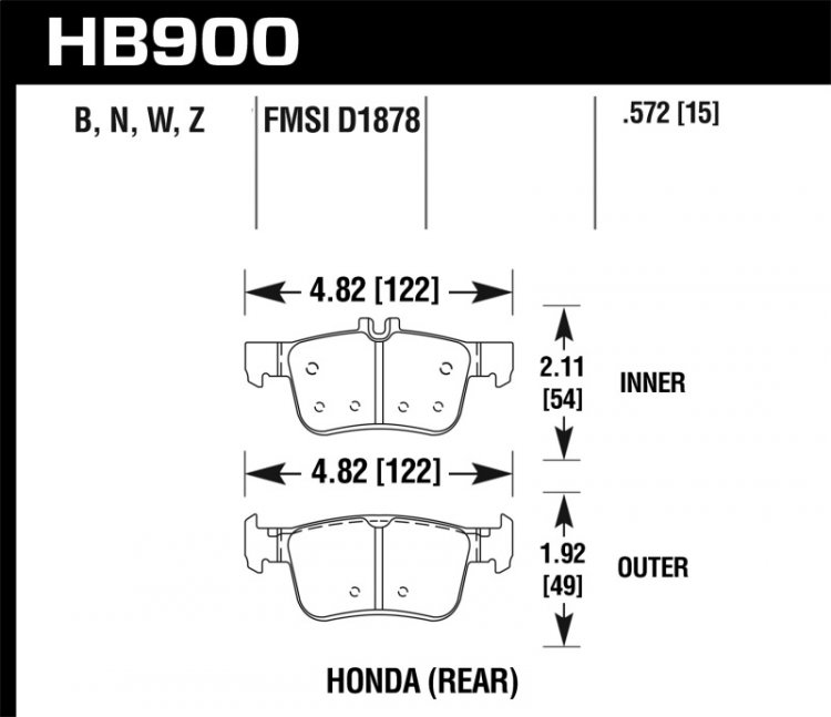(image for) Hawk 16-19 Honda Civic DTC-30 Race Rear Brake Pads