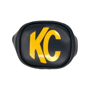 (image for) KC HiLiTES 3in. Rectangle Soft Cover (Pair) - Black w/Yellow KC Logo