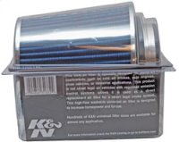 (image for) K&N Universal Air Filter Chrome Round Tapered Blue - 4in Flange ID x 1.125in Flange Length x 5.5in H