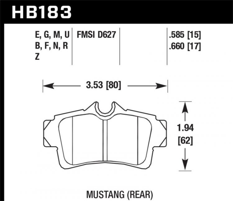 (image for) Hawk 01 Ford Mustang Bullitt / 94, 96-99, 01, 03-04 Cobra / 03-04 Mach 1 DTC-60 Race Rear Brake Pads