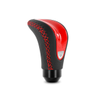 (image for) Momo Combat Evo Shift Knob - Black Leather, Red Insert, Red Stitching