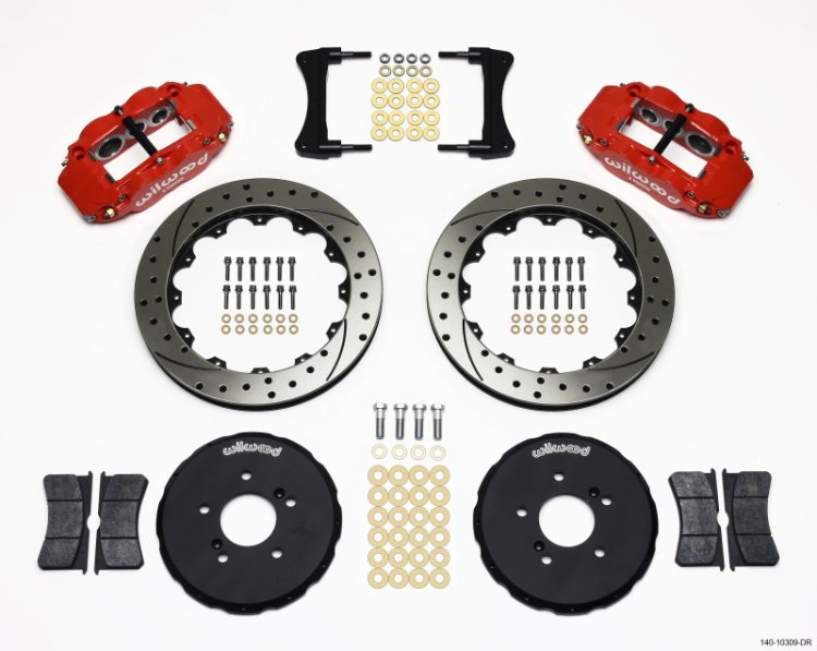 (image for) Wilwood Narrow Superlite 6R Front Hat Kit 12.88in Drill Red Honda S2000