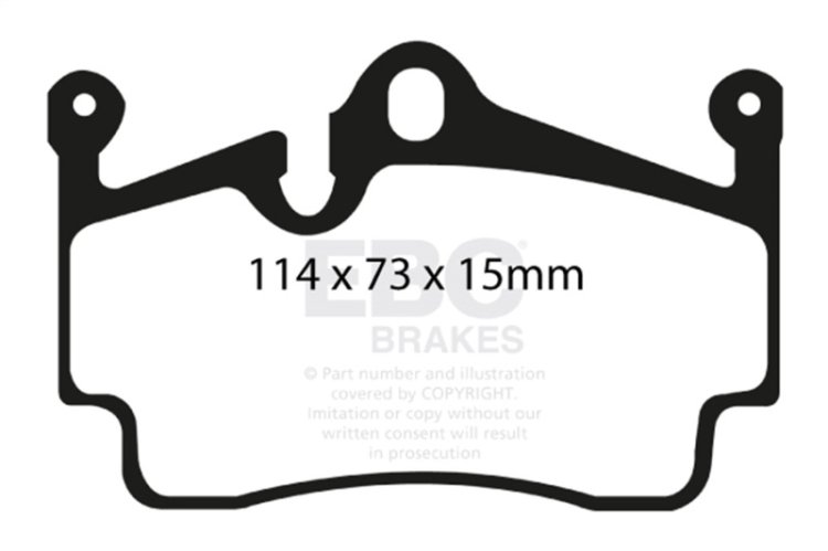 (image for) EBC 04-08 Porsche Boxster (Cast Iron Rotors only) 2.7 Yellowstuff Rear Brake Pads