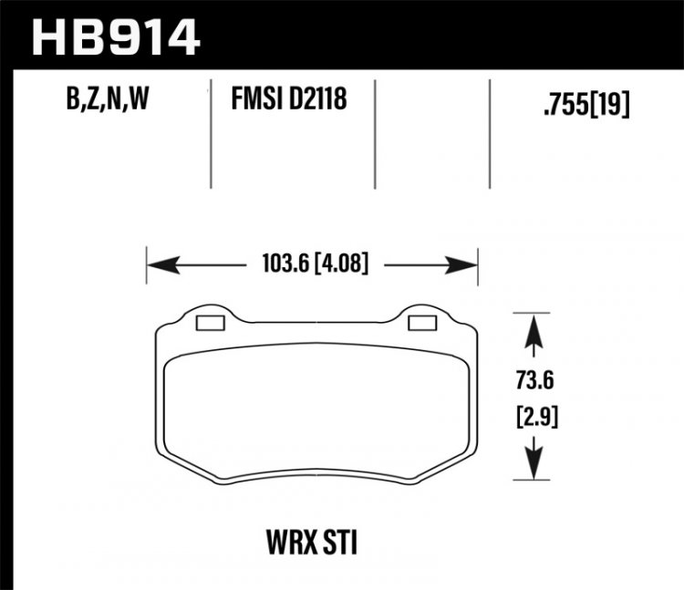 (image for) Hawk 2018 Subaru WRX STI HPS 5.0 Rear Brake Pads