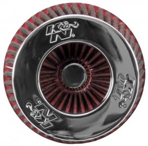 (image for) K&N Universal Air Filter Chrome Round Tapered Red - 4in Flange ID x 1.125in Flange Length x 5.5in H