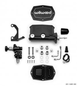 (image for) Wilwood Compact Tandem M/C - 7/8in Bore - w/Bracket and Valve (Pushrod) - Black