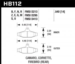 (image for) Hawk 84-96 Corvette /88.5-97 Pontiac Firebird HP+ Street Rear Brake Pad