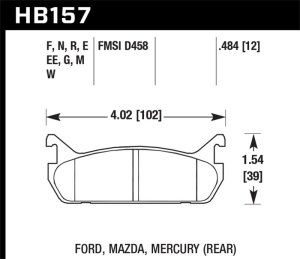 (image for) Hawk 94-96 Ford Escort GT/Mercury Tracer HPS 5.0 Rear Brake Pads