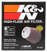 (image for) K&N Round Tapered Universal Air Filter 6in Flange ID x 7.5in Base OD x 5in Top OD x 6.5in Height