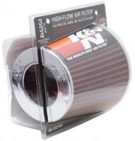 (image for) K&N Universal Air Filter Chrome Round Tapered Red - 4in Flange ID x 1.125in Flange Length x 5.5in H