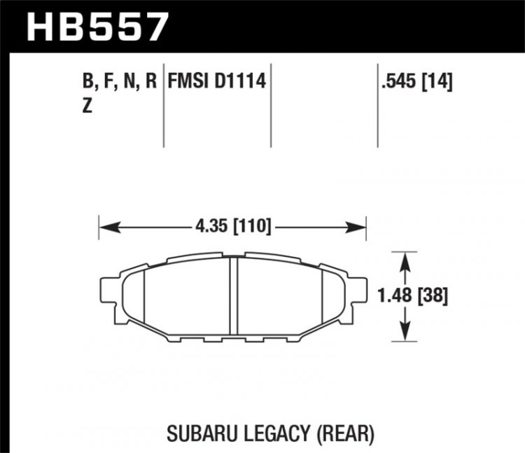 (image for) Hawk 2013-2014 Subaru BRZ Ltd (277mm Fr Disc/Solid Rr Disc) High Perf. Street 5.0 Rear Brake Pads