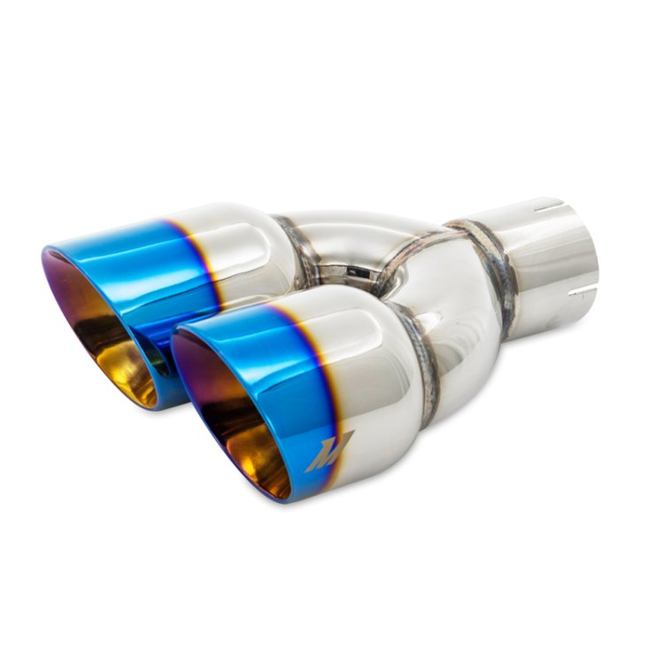 (image for) Mishimoto Dual Offset Tips 2.5in Inlet 3in Outlet Slash Cut - Burnt