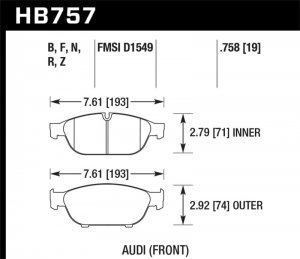 (image for) Hawk Audi 2013 A5 Quattro / 12-16 A6 Quattro/A7 Quattro/A8 Quattro HPS 5.0 Front Brake Pads