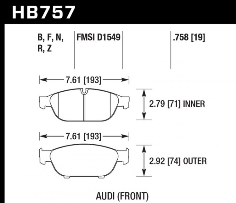 (image for) Hawk Audi 2013 A5 Quattro / 12-16 A6 Quattro/A7 Quattro/A8 Quattro HPS 5.0 Front Brake Pads