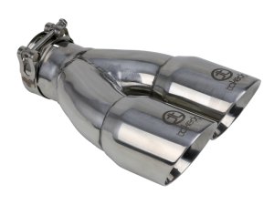 (image for) aFe Takeda 2.5in 304 Stainless Steel Clamp-on Exhaust Tip 2.5in Inlet 3in Dual Outlet - Polished