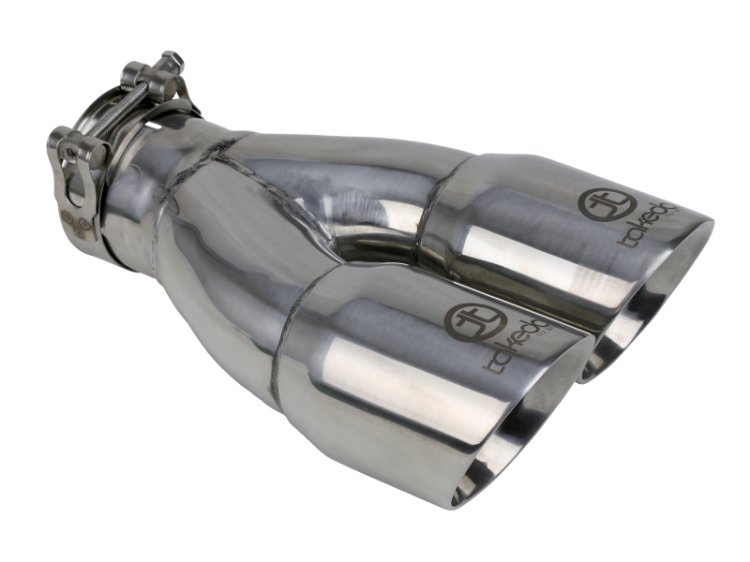 (image for) aFe Takeda 2.5in 304 Stainless Steel Clamp-on Exhaust Tip 2.5in Inlet 3in Dual Outlet - Polished