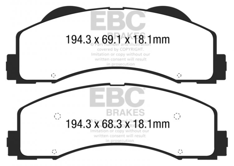 (image for) EBC 15+ Ford F150 2.7 Twin Turbo (2WD) Extra Duty Front Brake Pads