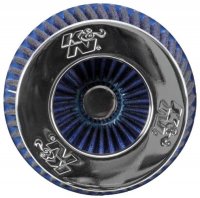 (image for) K&N Universal Air Filter Chrome Round Tapered Blue - 4in Flange ID x 1.125in Flange Length x 5.5in H