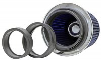 (image for) K&N Universal Air Filter Chrome Round Tapered Blue - 4in Flange ID x 1.125in Flange Length x 5.5in H