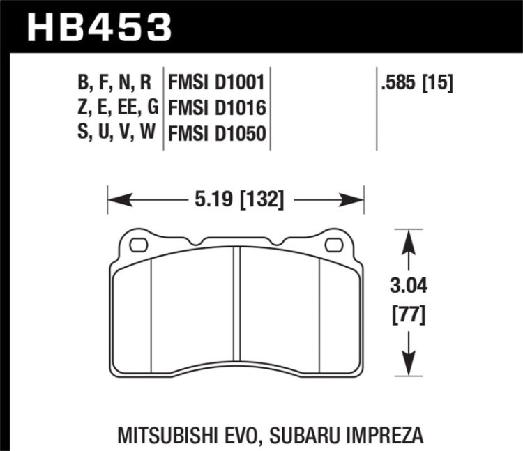 (image for) Hawk DTC-80 04-15 Subaru Impreza WRX/STI, 02-06/08-14 Mitsubishi Lancer Evo Front Brake Pads