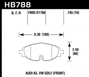 (image for) Hawk 15-17 VW Golf / Audi A3/A3 Quattro Front High Performance Brake Pads