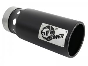 (image for) aFe SATURN 4S 4in SS Intercooled Exhaust Tip - Black 4in In x 5in Out x 12in L Bolt-On