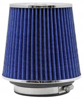 (image for) K&N Universal Air Filter Chrome Round Tapered Blue - 4in Flange ID x 1.125in Flange Length x 5.5in H