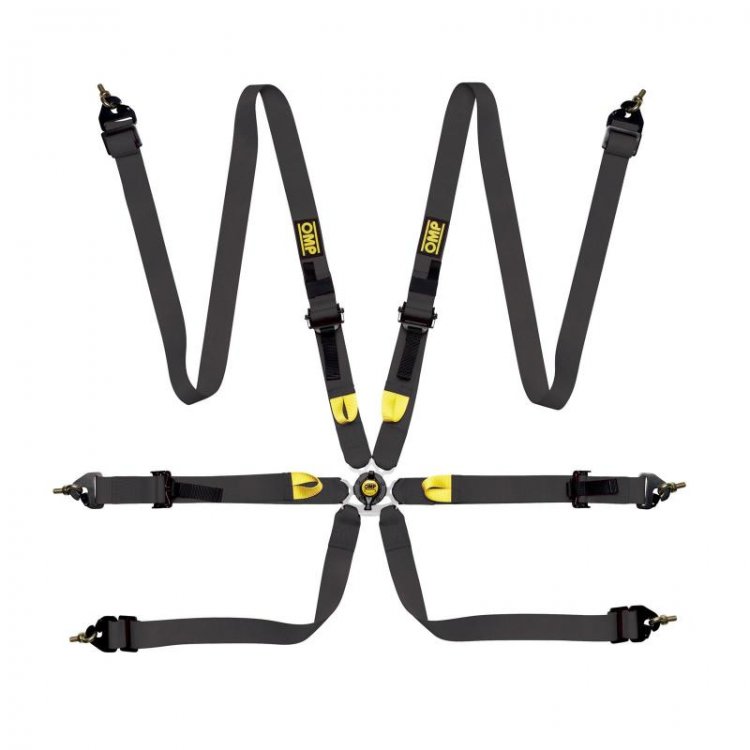 (image for) OMP Safety Harness First 2In Black (Fia 8853-2016) Pull Up - Steel Adj