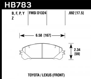(image for) Hawk 08-16 Toyota Highlander Performance Ceramic Street Front Brake Pads