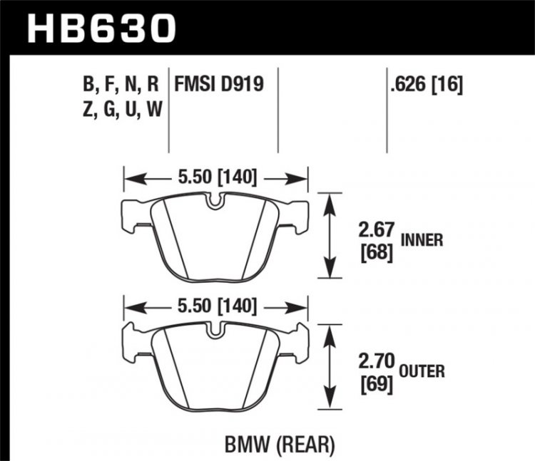 (image for) Hawk 06-10 BMW M5/M6 DC60 Rear Brake Pads