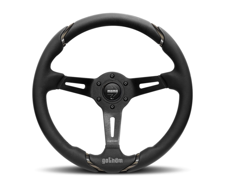 (image for) Momo Gotham Steering Wheel 350 mm - Black Leather/Black Spokes