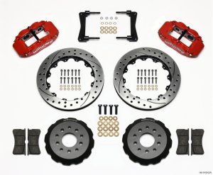 (image for) Wilwood Narrow Superlite 6R Front Hat Kit 13.06in Drill Red 2005-2014 Mustang