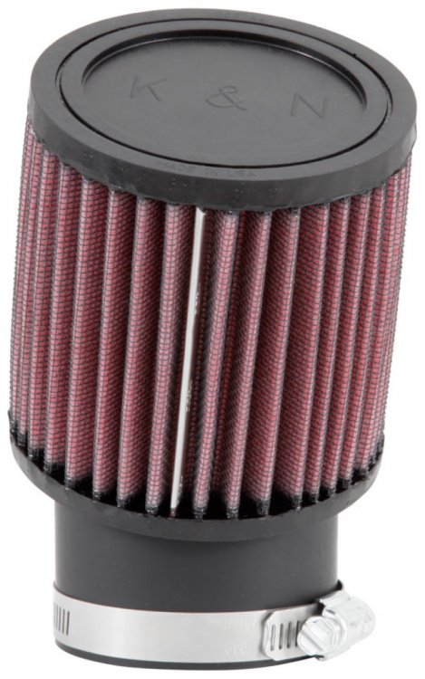 (image for) K&N Filter Universal Rubber Round Straight Filter 20 Deg Angled 2-7/16in Flange 3-3/4in OD 4in H