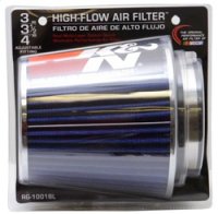 (image for) K&N Universal Air Filter Chrome Round Tapered Blue - 4in Flange ID x 1.125in Flange Length x 5.5in H