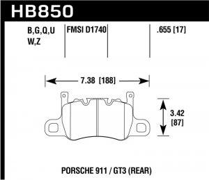 (image for) Hawk Audi 14-19 Porsche 911 / 2016 Cayman / 17-19 Panamera PC Rear Brake Pads w/ Carbon Ceramics