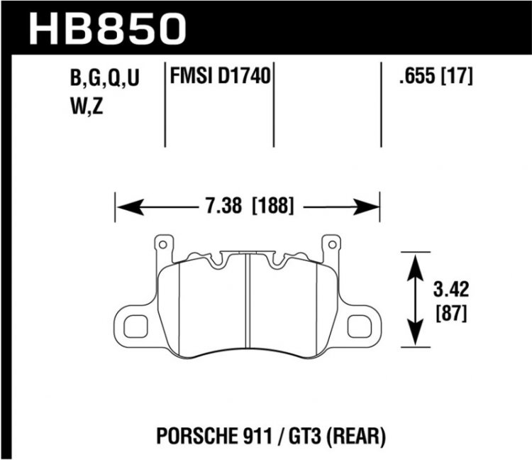 (image for) Hawk Audi 14-19 Porsche 911 / 2016 Cayman / 17-19 Panamera PC Rear Brake Pads w/ Carbon Ceramics
