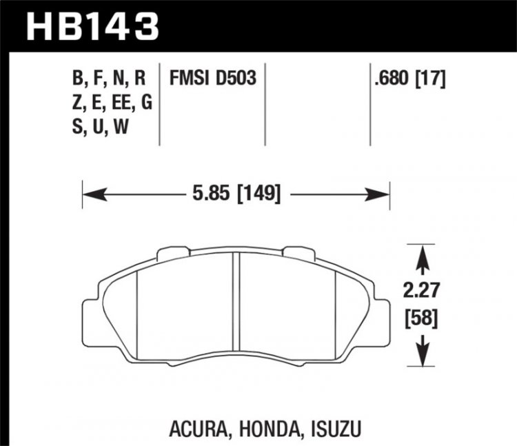 (image for) Hawk 97-01 Honda Prelude HP+ Street Front Brake Pads