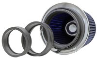(image for) K&N Universal Air Filter Chrome Round Tapered Blue - 4in Flange ID x 1.125in Flange Length x 5.5in H