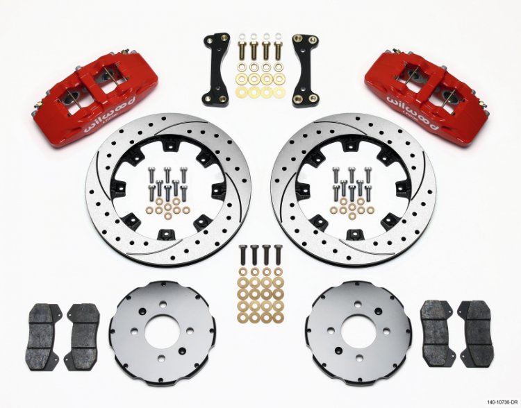 (image for) Wilwood Dynapro 6 Front Hat Kit 12.19in Drilled Red 90-99 Civic w/240 mm Disc