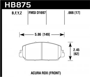 (image for) Hawk 14-17 Acura RDX/RLX Performance Ceramic Street Front Brake Pads