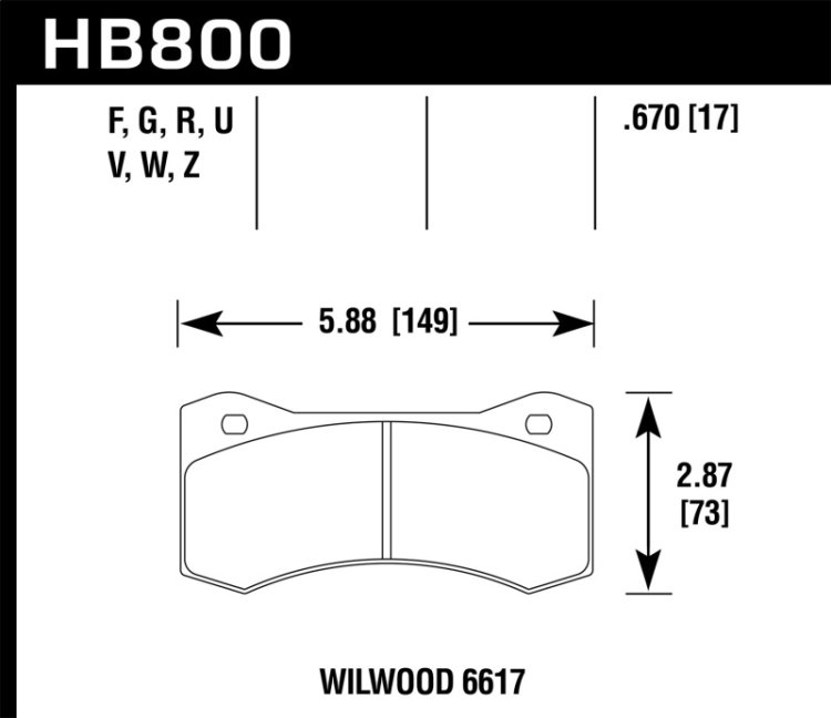 (image for) Hawk Willwood 6617 Caliper DTC-70 Race Brake Pads